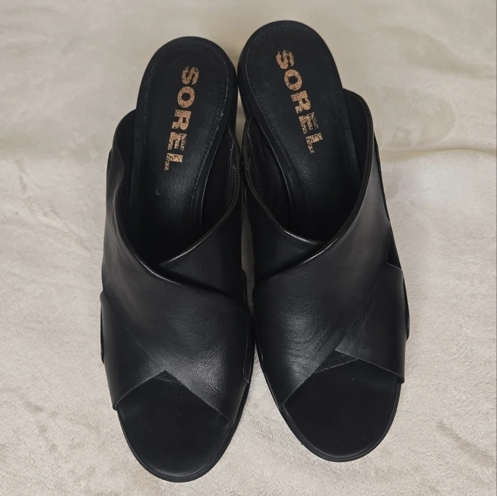 Sorel Nadia Mule Sandal Black/White Size 9 - Picture 7 of 12